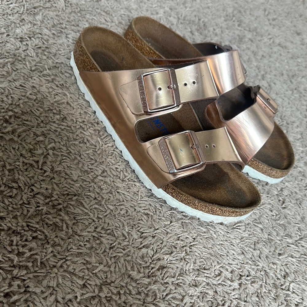 Birkenstock Silver Sandals Two-Strap Design